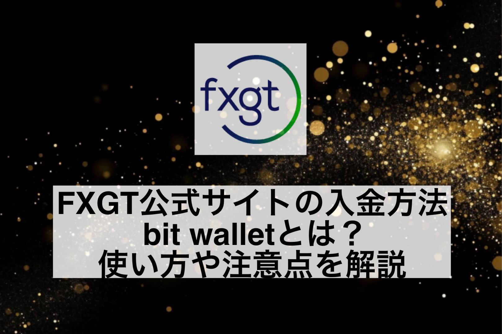 FXGT公式サイトの入金方法bit walletとは？使い方やメリットを解説